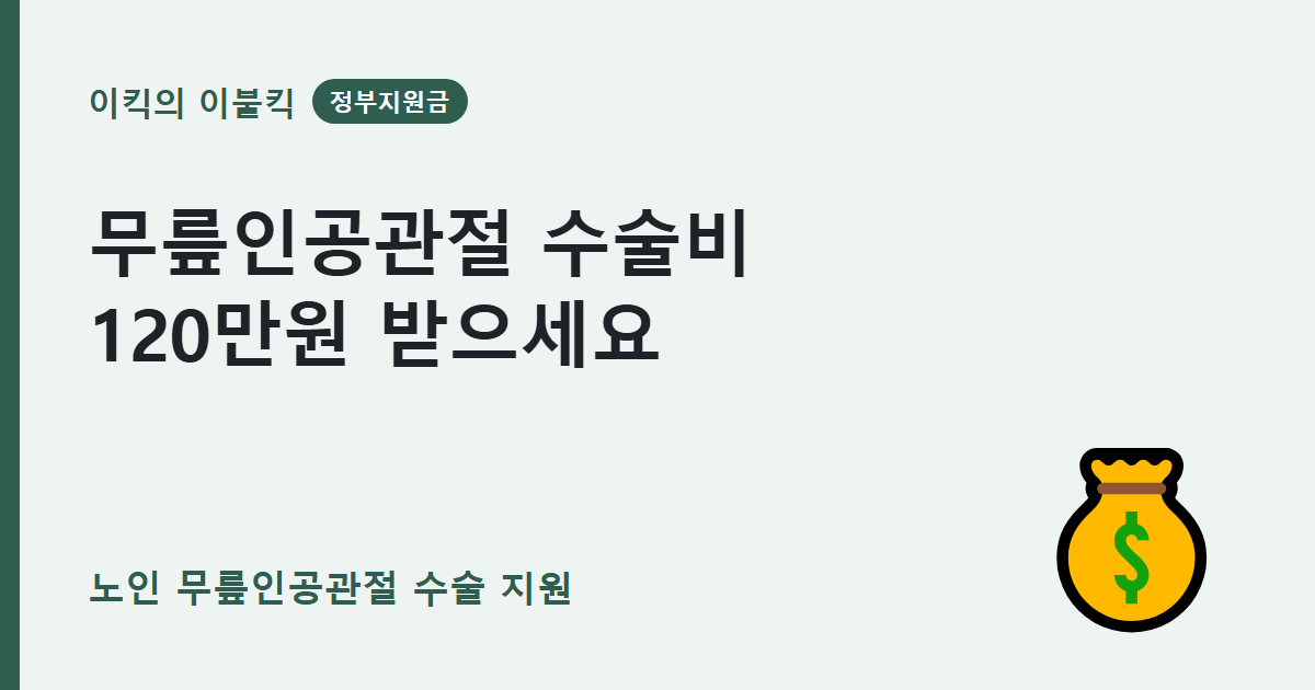 한쪽 무릎 기준 120만원 지원 노인 무릎인공관절 수술 지원금 신청조건은 뭘까요